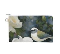 Killer Whale Coin Purse Canvas Change Pouch with Zipper Small Cosmetic Organizer Bag Women Wallet for Car Keys, Credit Cards, Cash, Lipstick, Gardenia Flowers Birds, One Size