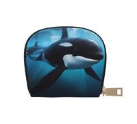 Killer Whale Credit Card Holder Wallet, Leather Zipper Card Wallet For Women Ladies Rfid Blocking Card Case Small Coin Purse Accordion Wallet Gift