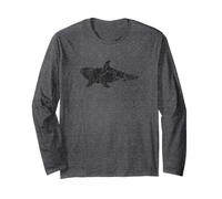 Killer Whale Distressed Print - Vintage Killer Whale Long Sleeve T-Shirt
