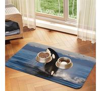 Killer Whale Dog Food Mats for Floors, 16x24 Inch Non-Slip Super Absorbent Pet Food Mat, Dishwasher Dog Mat for Food and Water, Cute Rubber Quick Dry Pet Feeding Mat for Dogs Puppy Cats