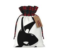 Killer Whale Dolphin Ocean Print Christmas Gift Bags With Drawstrings For Holiday Gift Bags, Christmas Goody Bags