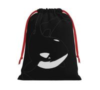 Killer Whale Dolphin Ocean Print Ultra Soft Plush Drawstring Gift Bag, Xmas Party Candy Treat Favors, Christmas Holiday Sacks, Wedding Jewelry Pouches