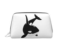 Killer Whale Dolphin Ocean Printed Beauty Pouch, Large Makeup Holder with Built-in Sponge Protection for Home and Trip