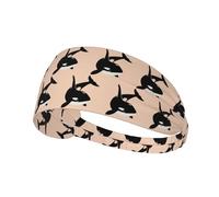 killer whale dolphin ocean Printed Running Headband Women, Foldable Adjustable Width, Non Slip for Workout Washing and Spa