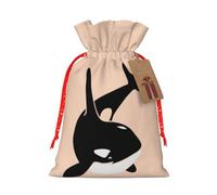 Killer Whale Dolphin Ocean Printing 4.7x6.9 Inch Christmas Bag Drawstring Closure,For Christmas Anniversaries Birthdays