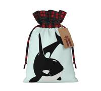 Killer Whale Dolphin Ocean Printing 4.7x6.9 Inch Christmas Bag Drawstring Closure,For Christmas Anniversaries Birthdays,Holds Gifts