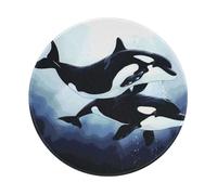 Killer Whale Dolphin Ocean Prints Round Mouse Pad 2 PCS,Non-Slip Rubber Base Mousepad Mouse Mat for Laptop Computer Office 7.9 x 7.9 Inch