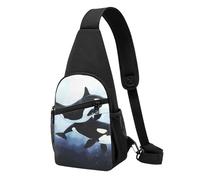 Killer Whale Dolphin Printed Chest Bag Sling Bag for Men Women, Outdoor Crossbody Fanny Packs Hiking Chest Packs Sport Daypacks