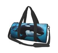 Killer whale Duffle Bag for Women Men Personal Item Travel Bags Canvas Weekender Overnight Bag Lightweight Sports Tote Gym Bags Carry On Luggage Bag, Black, One Size