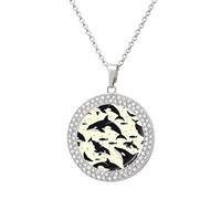 Killer Whale Funny Necklace With Printed Pendant Novelty Diamond Jewelry for Women Men Silver/Gold