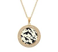 Killer Whale Funny Necklace With Printed Pendant Novelty Diamond Jewelry for Women Men Silver/Gold