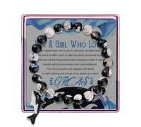 Killer Whale Healing Bracelets for Women Killer Whale Gifts Just a Who Loves Orca Agate Crystal Bracelets Killer Whale Gifts for Women Killer Whale Tail Charm Killer Whale Inspirational Gift, 0.03