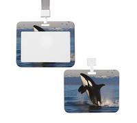 Killer Whale Id Badge Holder with Lanyard Waterproof Key Card Holder Case Id Card Protector with Clear Id Window Name Tags for Women Men Work Office Doctor Nurse