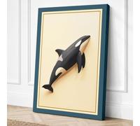 Killer Whale in Motion Canvas Wall Art Print 36x24 Inch