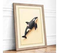 Killer Whale in Motion Coastal Framed Wall Art Print A1 Oak