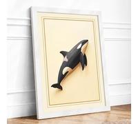 Killer Whale in Motion Coastal Framed Wall Art Print A4 (29.7×21cm) White, Wall Decor for Living Room, Bedroom, Office & Home, Ready to Hang, Art Gift