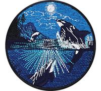 Killer Whale in The Moonlight Sew on Patch - Iron on Patches for Aquatic Life Lovers, Nature Lovers - Exclusive Save Ecosystem Emblemfor All Fabrics | 80X80 mm