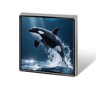 Killer Whale Lapel Pin Square Metal Brooch Pin with Secure Pin Back Fashion Button Badge for Clothing, Hats, Bags Decoration