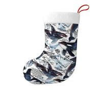 Killer Whale Large Christmas Stocking 17.7", Xmas Gift Sock for Family, Hanging Stocking, Party Decor