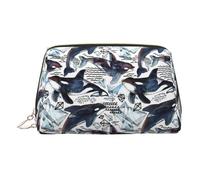 Killer Whale Leather Toiletry Organizer Bag, Travel-Friendly Makeup Pouch for Women