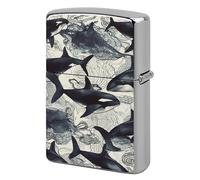 Killer Whale Lighter Case Pouch Double-Sided Metal Lighter Sleeve Scratch & Drop Resistant Lighters Protector Fits Standard Kerosene Lighters Pocket Protective Cover for Camping Party
