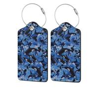 Killer Whale,Luggage Tags Pu Leather Name Tag Travel Suitcase Identifier ID Tags Durable Luggage Label 2 pcs
