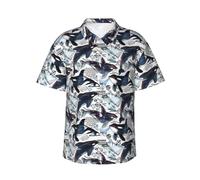 Killer Whale Men's Hawaiian Shirt - Tropical Print Button Down Short Sleeve Beach Shirt, Beach Party Shirt, Vacation Shirt, Short Sleeve Shirt, Casual Shirt