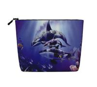 Killer Whale Multi Functional Single-Layer Linen Makeup Bag - Fashionable and Practical Cosmetic Storage Bag