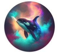 Killer Whale Nebula 1000 Piece Jigsaw Puzzle Round Jigsaw Puzzles 1000 Pieces for Adults Erfect for Home Decor, Birthdays, Holidays, And Gifts 67.5x67.5cm