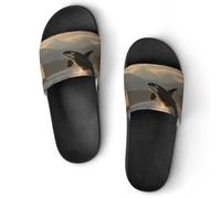 Killer Whale Orca Boat Men's Slide Sandal Non Slip Shower Shoes Bathroom Slippers for Swimming Pool Beach