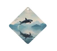 Killer Whale Orca Car Air Freshener Decorative Hanging Aromatherapy Tablets for Car Trucks Rhombus