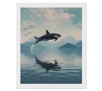 Killer Whale Orca Diamond Painting Kits for Adults Full Round Dril Diamond Art for Home Wall Decor 16"x20"