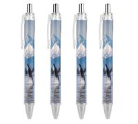Killer Whale Orca LOVE Pens Retractable Ballpoint Pen Work Ball Points Writing Supplies Home Office 4 PCS