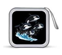 Killer Whale Orca Whale Family CD Case Holder Portable 40 Capacity DVD Wallet Storage Organizer for Car Travel