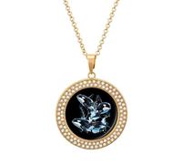 Killer Whale Orca Whale Family Jumps Multicolored Diamond Necklace Dainty Round Pendants Jewelry for Women Golden-style
