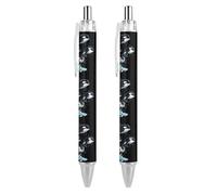 Killer Whale Orca Whale Family Retractable Ballpoint Pen Black Ink Ball Point Pen Work Pens 2 PCS
