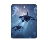 Killer Whale Orcas Jellyfish Car Air Freshener Decorative Hanging Aromatherapy Tablets for Car Trucks Square