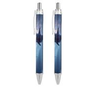 Killer Whale Orcas Jellyfish Retractable Ballpoint Pen Black Ink Ball Point Pen Work Pens 2 PCS