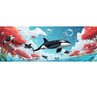 Killer Whale Paint by Numbers for Adults Beginners, 30x89 Inch Large Paint by Numbers Fish, Easy DIY Acrylic Oil Painting by Numbers for All Ages Crafts for Home Wall Decor (Without Frame) -H713