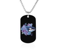 Killer Whale Pansy Purple Flowers Women's Pendant Necklace for Men Silver Chain Customizable Jewelry Dog Tag Necklaces