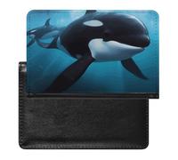 Killer Whale Passport Holder for Men, PU Leather Passport Cover with Card Slot, Waterproof Passport Protector for Travel, Wallet Protector Case for Women