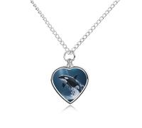 Killer Whale Pet Urn Necklace for Dog Cat Ashes Heart Cremation Keepsake Pendant Memorial Jewelry Gifts for Women Men
