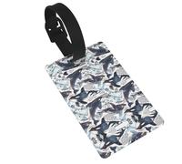 Killer Whale Print 5pcs Luggage Tags for Suitcases,Cute Suitcase Tag Identifiers for Baggage Tag for Cruise Airport Travel PVC
