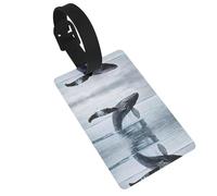 Killer Whale Print 5pcs Luggage Tags for Suitcases,Cute Suitcase Tag Identifiers for Baggage Tag for Cruise Airport Travel PVC