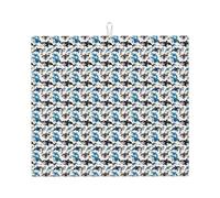 Killer Whale Print Absorbent Dish Drying Mat Kitchen Counter Foldable Reusable Coffee Bar Utensil Pad