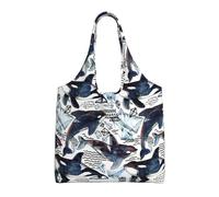 Killer Whale Print Canvas Tote Bags,Reusable Cloth Bags For Shopping Beach Grocery Trendy