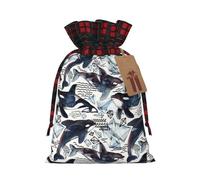 Killer Whale Print Christmas Drawstring Gift Bags Large Xmas Present Storage Bag