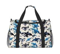Killer Whale Print Foldable Carry On Tote Large Capacity Hand Carry Bag for Airplane Weekend Getaways