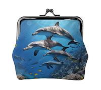Killer Whale Print Full Double-Sided Printed Pattern Women's and Girls' Fashionable Leather Kiss Lock Coin Purse Card Bag