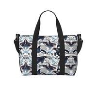 Killer Whale Print Gym Bag for Women, Weekender Overnight Bag,Personal Item Bag, Shoulder Bag for Women Men,One Size